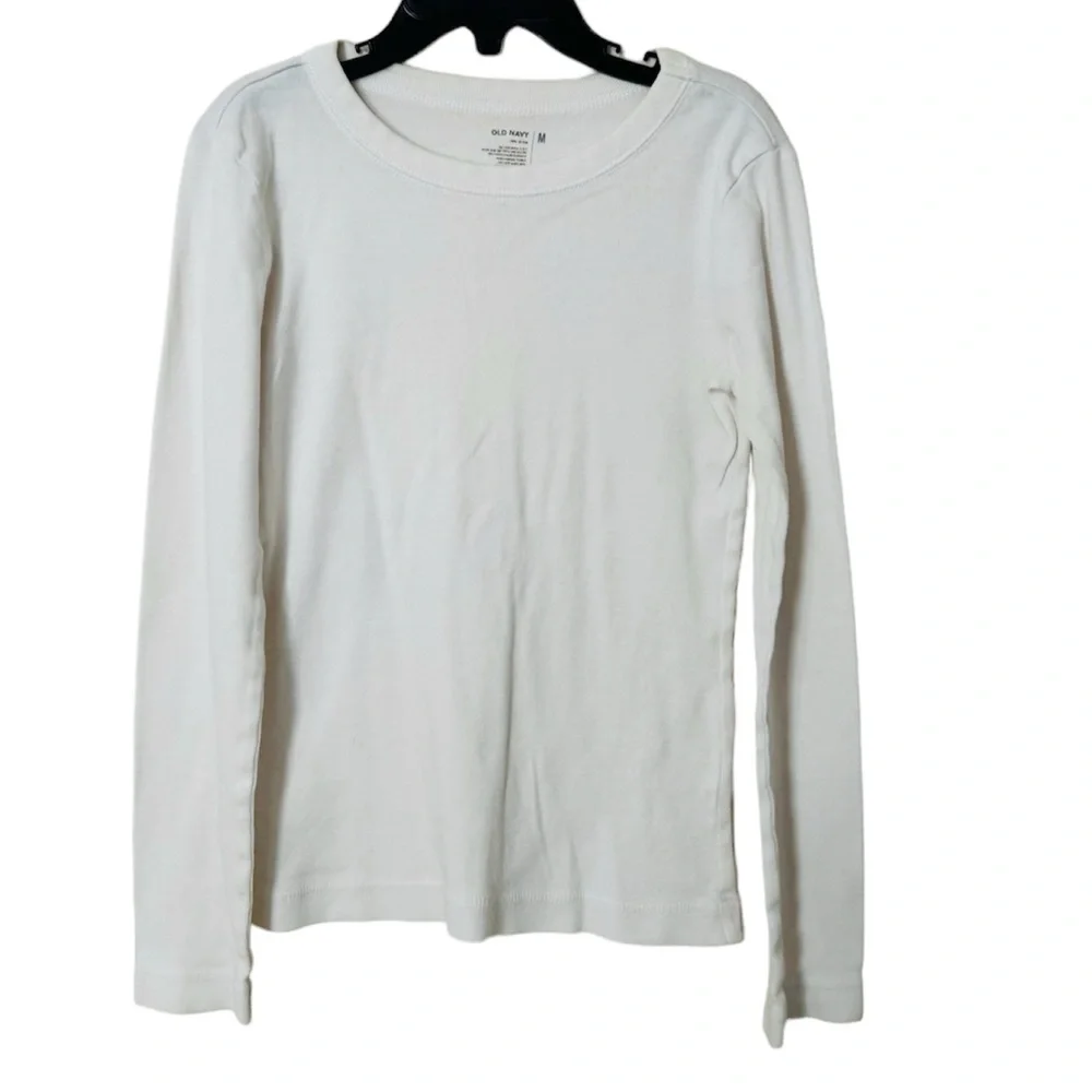 Old Navy Girls White Long Sleeve Shirt Size Medium